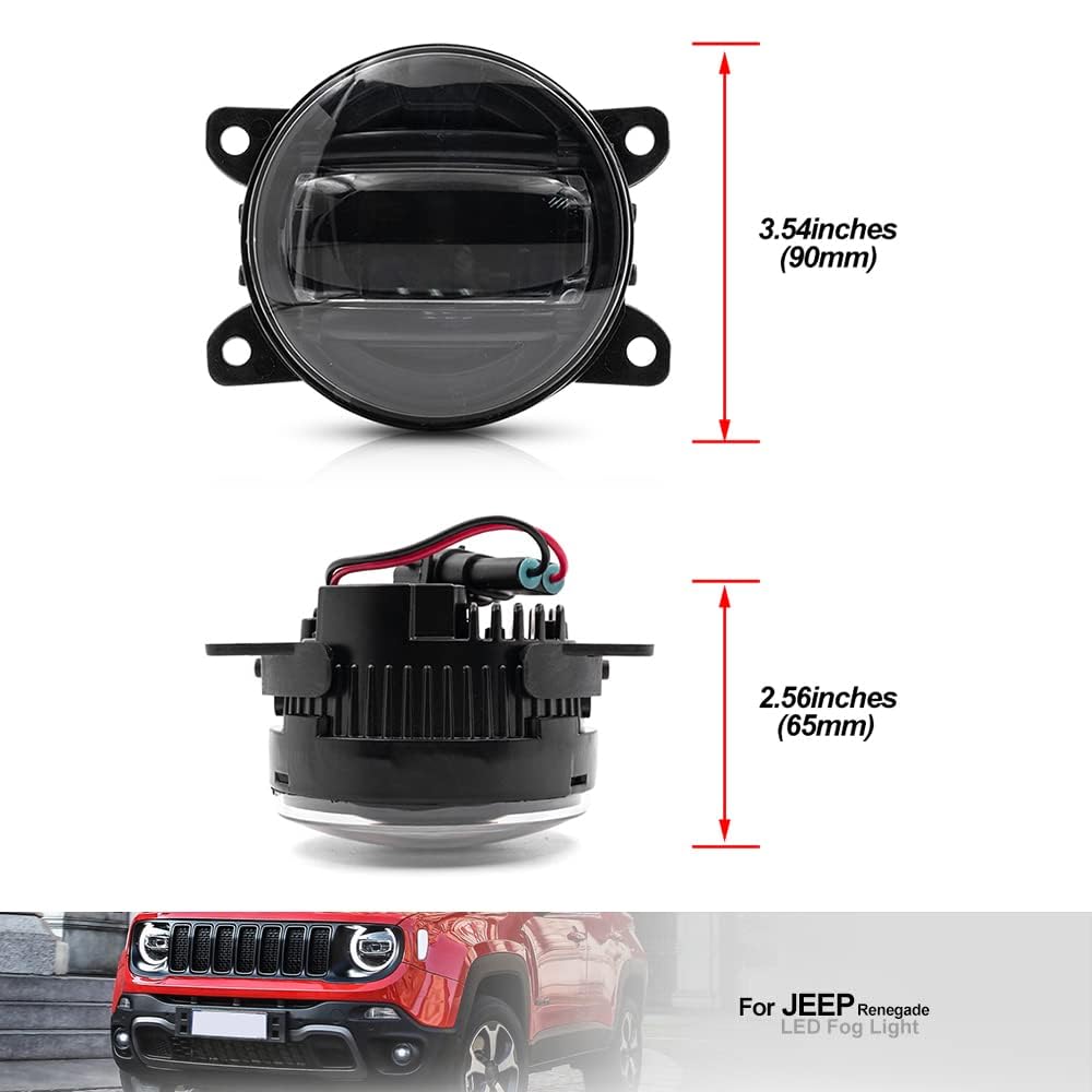 LED Fendinebbia per Je.ep Renegade (BU) 2014.09-2021 Bianco 3.5 pollici Led Paraurti Anteriore Fendinebbia Guida Lampada 2pc Nero Len Kit