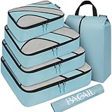 BAGAIL 6 Set Packing Cubes,Travel Luggage Packing Organizers(5set+Laundry bag Dusty Blue)