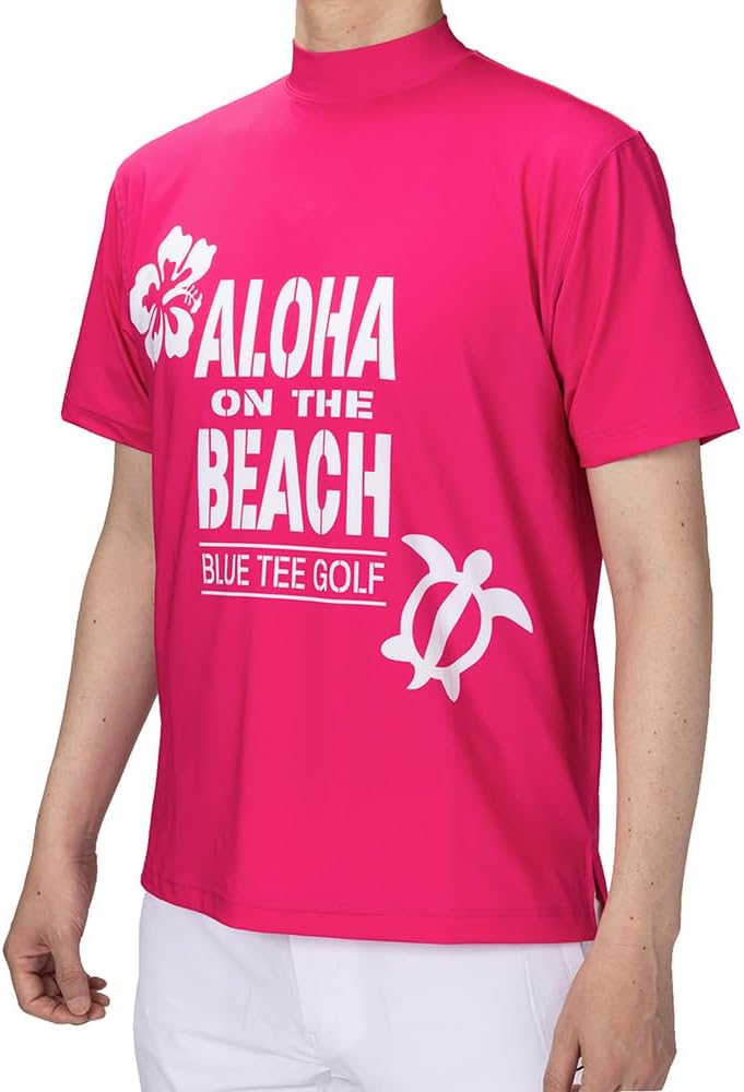 [BLUE TEE GOLF] ブルーティーゴルフ メンズ Aloha on the Beach 半袖モックネックシャツ AMT00