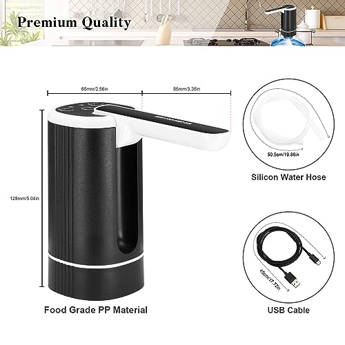 Image of Automatic Water Dispenser Pump for 20 Litre Bottle - Rechargeable, BPA-Free, Easy-to-Use Gripit Water Dispenser for Home, Office, Outdoor Use - Hot and Cold Water Dispenser (Black)