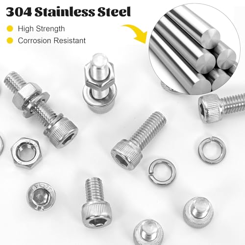 image for Fgruh 1220PCS M3 M4 M5 M6 Metric Screws Assortment Kit,Hex Socket Head
