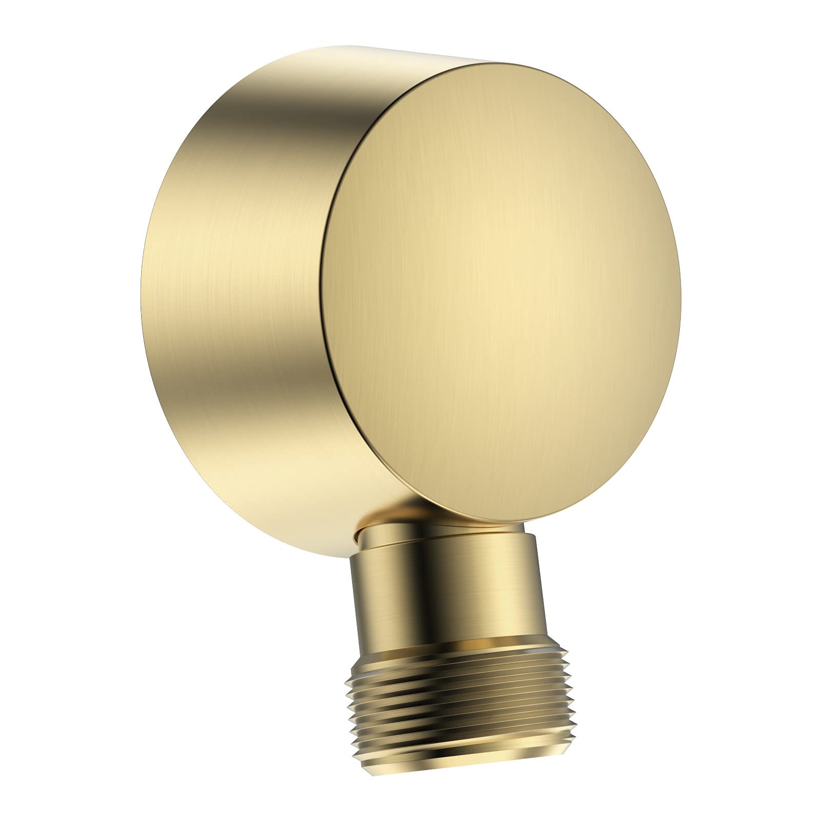 Wall Mounted Supply Elbow, Wall Elbow for Hand Shower, Solid Brass Round Wall Supply Elbow, Check Valve Included (Brushed Gold)