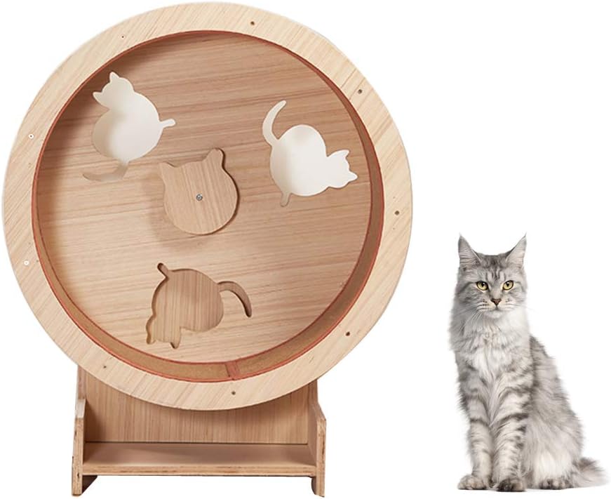 Wooden Cat Exercise Treadmill Wheel Cats Running Spinning Toy