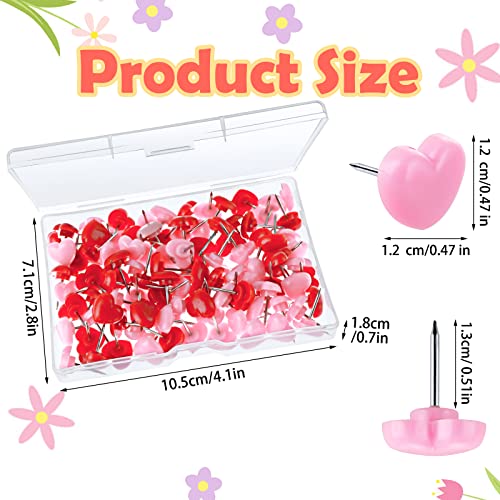 Ouligay 100PCS Heart Shape Push Pins Decorative Pushpins Cork Board Tacks Cute Thumbtacks Tacks Bulletin Board Tacks Thumb Tack Decorative for Home School Office Notice Board Cork Board