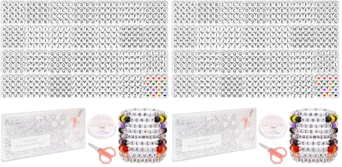 Image of FZIIVQU 1400 Pcs Letter Beads Kit, 28 Styles White Acrylic Alphabet Beads Letter Beads for Jewelry Making wiht Number Beads Heart Beads Friendship Bracelet Kit (Pack of 2)