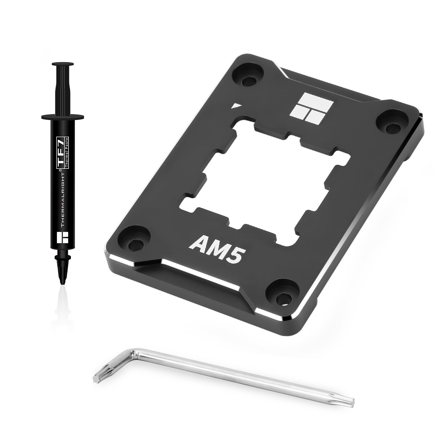 ThermalrightASF-BLACK AM5 CPU Secure Frame,CPU Anti-Bend Fixing Frame, CPU Correction Retainer, AM5 Aluminum Alloy Fixing Bracket, CPU Optical Fit Adhesive Adhesive Mounter, CPU Cooler Standard,Black