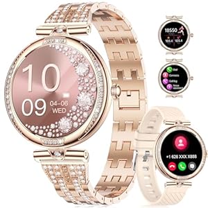 LIGE Smart Watches for Women (Answer/Make Call) with Diamonds,1.19” AMOLED Smartwatch with Heart Rate/SpO2/Sleep Monitor,IP68 Waterproof Fitness Tracker 111 Sport Modes Pedometer for Android iOS,Gold
