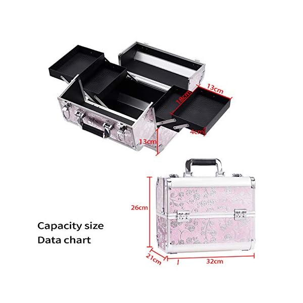 Kosmetikkoffer Schminkkoffer Leer Make up Koffer Nagelkoffer Friseurkoffer Beauty Case Schmuckkoffer Nageldesign Koffer Multikoffer – Bild 6