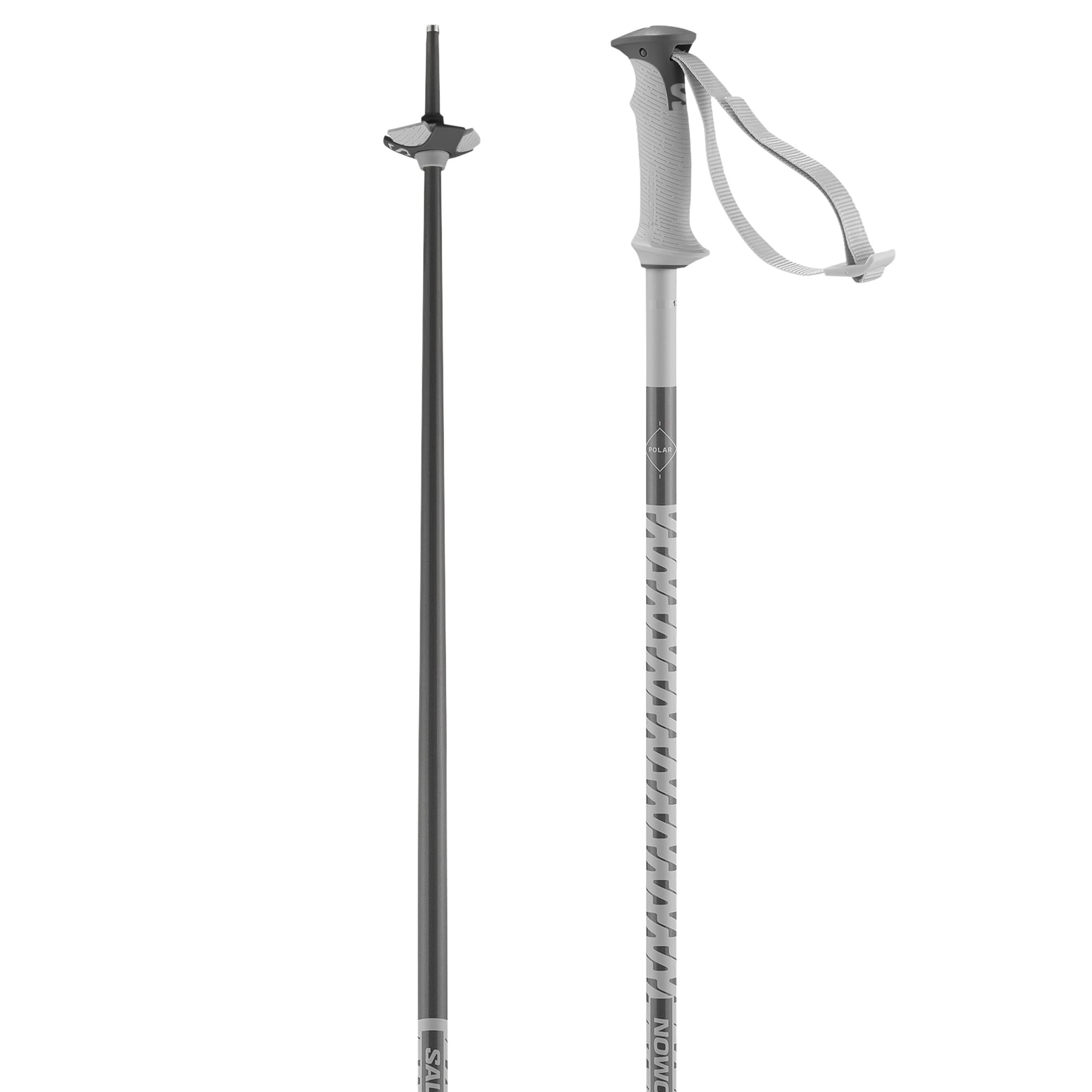 Salomon POLAR Ski Poles, Unisex, 18mm Aluminum Diameter, Strong and Lightweight with Dual-Material Grip, Gray, 135
