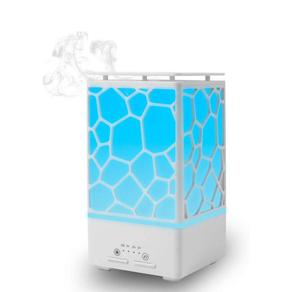 Diffusore di Olio Essenziale, diffusori da 200 ml for olii Essenziali, diffusore for aromaterapia ad ultrasuoni, 7 Colori Che cambiano GUIDATO Luci e Autoff Senza Acqua (Color : White)