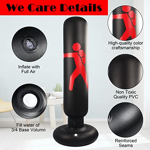 Punching Bag With Stand Adult - Free Standing Punching Bag For Adults - 63" Men Standing Boxing Bag Inflatable Kickboxing Bag For Training Mma Muay Thai Fitness #TOP3