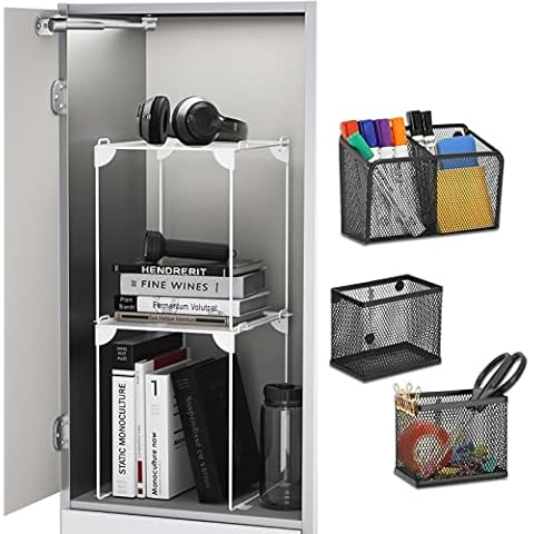 Neudeco Mesh Locker Organization Kit, includes locker shelf,magnietic Pen holde and storage baskets,5pcs Cover