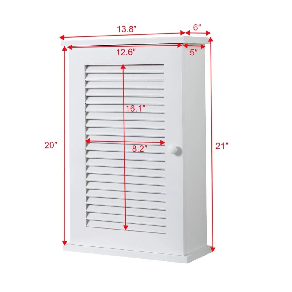Mobiletto portaoggetti per il bagno Armadietto da parete for cucina, anta singola, ripiano regolabile a 3 livelli, armadietto for medicinali, organizer for il bagno Armadietti portamedicinali
