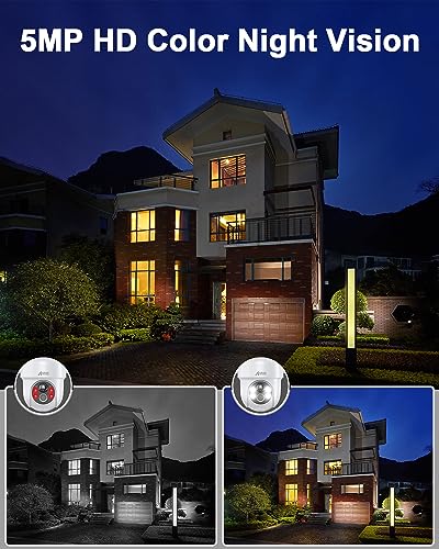 ANRAN 360° Security Camera Outdoor Wireless, 5MP Camera with Integrated Solar Panel, Battery Home Security Camera, Spotlight & Siren, 2-Way Audio, Color Night Vision, PIR Motion Detection, Q04 Max - Image 3