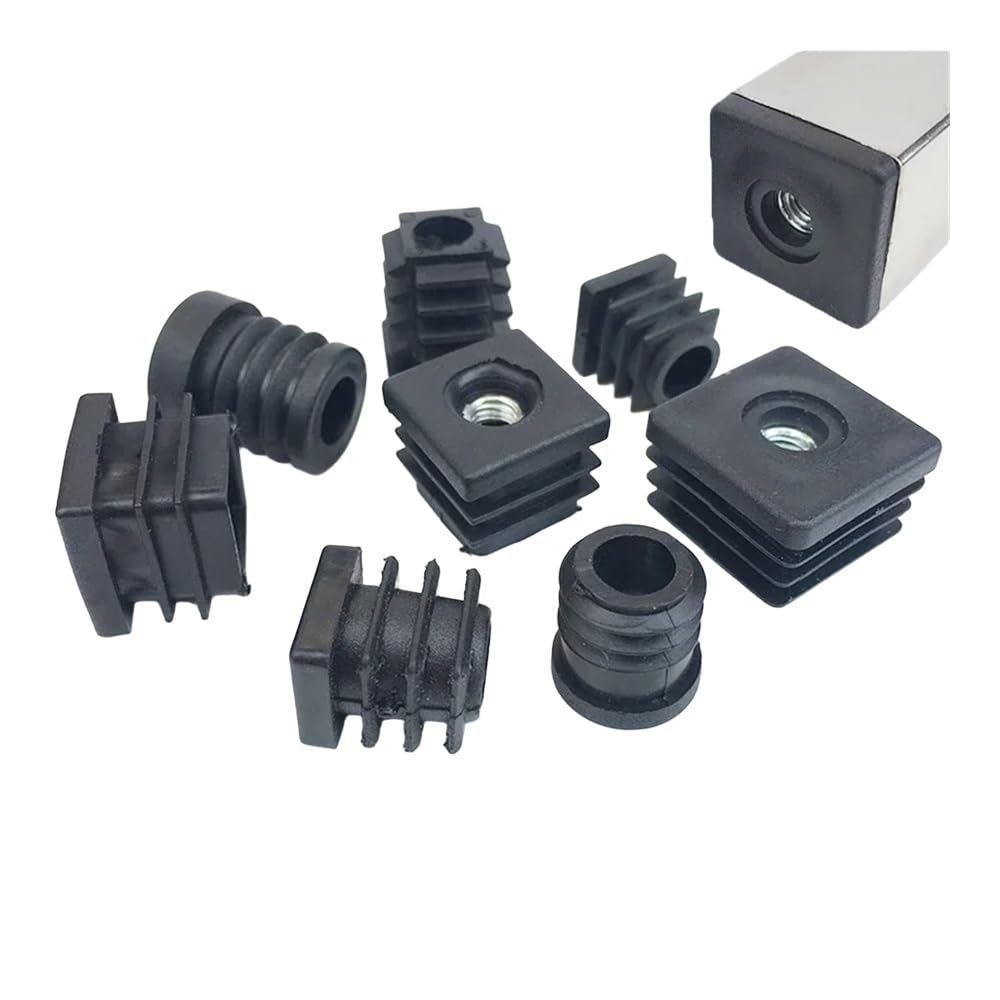 2-4Pcs Black Square/Round Plastic Furniture Leg Pipe Hole Plugs with Nut Hole Blanking End Cover Caps Chair Leg Furniture Leveling Feet M6-M10 Hardware Nut(30x30mm-M8(4pcs))