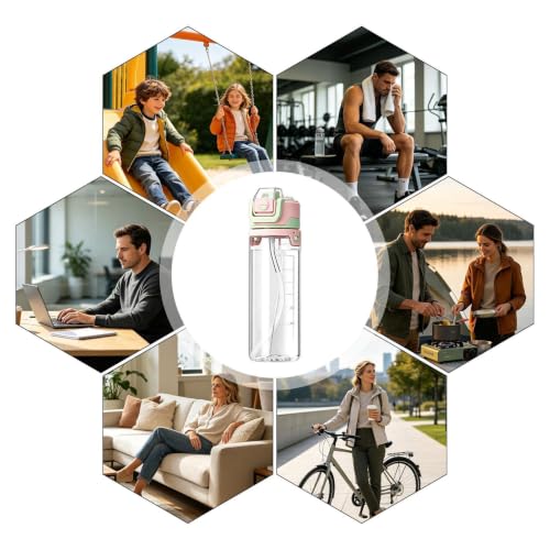 Botella de agua con pulverizador de 800ml para refrescar el rostro 5