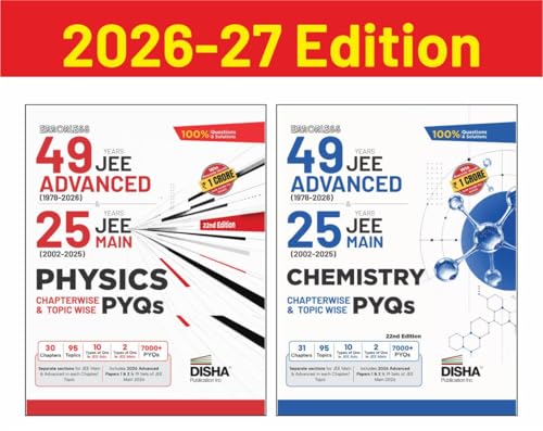 Image of Disha Combo (2 Books) Errorless 49 Years JEE Advanced (1978 - 2026) & 25 Year JEE Main (2002 - 2026) PHYSICS & CHEMISTRY Chapter-wise & Topic-wise PYQs | For JEE Main & Advanced 2027