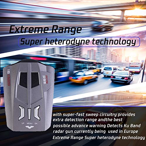 【2021 Upgraded】 Radar Detector for Cars, Laser Radar Detectors, Voice Prompt Speed, Vehicle Speed Alarm System, Led Display, City/Highway Mode, Car 360 Degree Automatic Detection(V9)