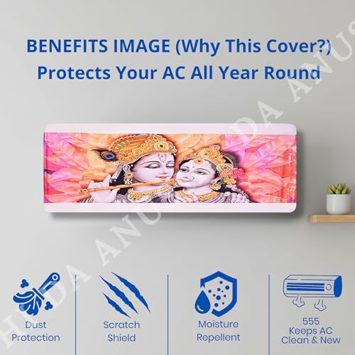 Image of Printed Split Ac Cover Combo Indoor Unit For 1.5 Ton Capacity AC, Inner Unit Ac Cover, All Weather Cover /Attractive Digital Prints /Dustproof /Water Resistant