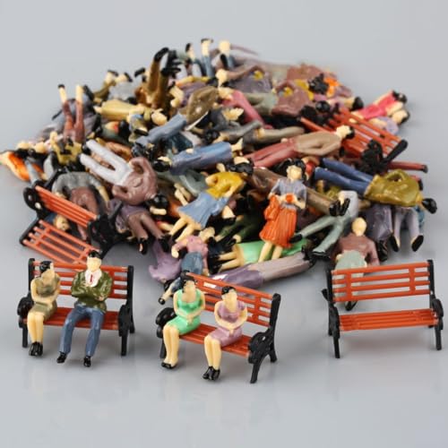 FUBESK 50 Pcs Scale Persone Figurine Personaggi in Miniatura Figure Seduto e In Piedi Piccolo Persone Modello Treni Architettonico Persone Dipinte Figure
