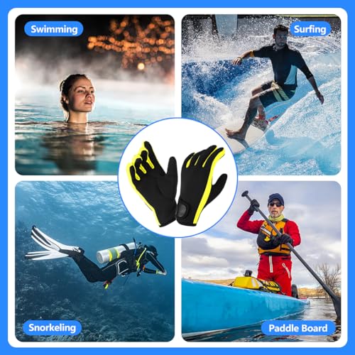Micosuza DG-001-BL-L Neoprene 1.5Mm Five Finger Dive Gloves thumb #5