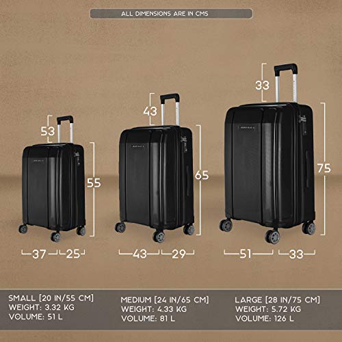Image of Nasher Miles Capri Hard-Sided Polypropylene Check-in Luggage 28 inch | 75cm | 8 Wheels Large Trolley Bag for Travel | Suitcase (Black)