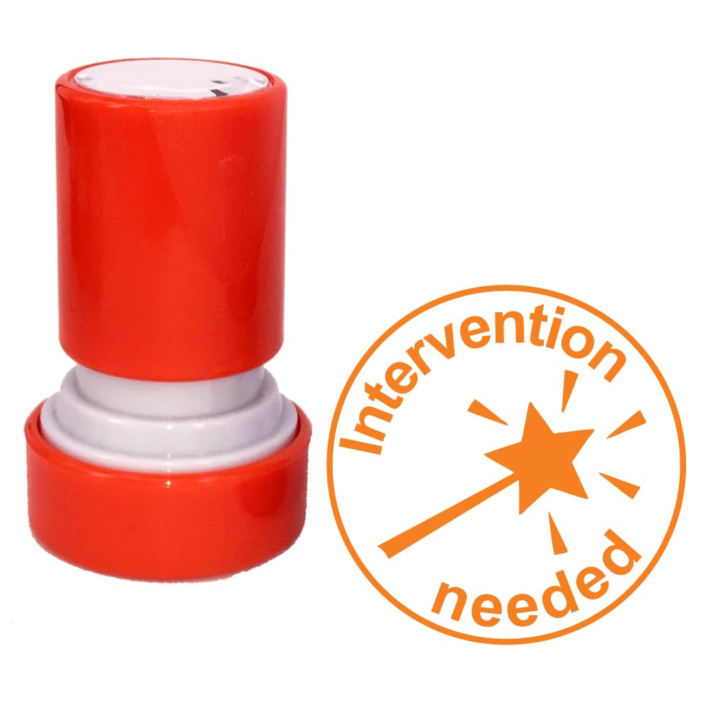 Classroom Capers Orange Intervention Needed Teacher Stamp. Self-Inking, 22Mm, Reinkable, Quality Stamper For Marking And Feedback. Ink*