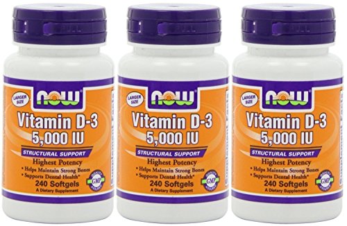 NOW Foods Vitamin D3 5000 Iu, 720 Softgels Pack (pstrk9h)