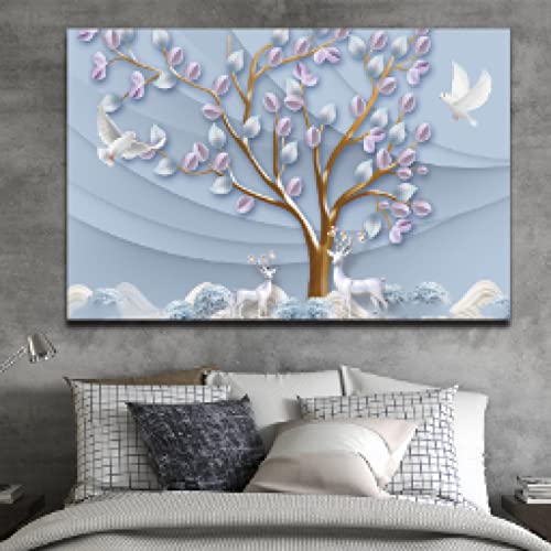 Art mural fleur abstrait salon affiche toile moderne 60x90