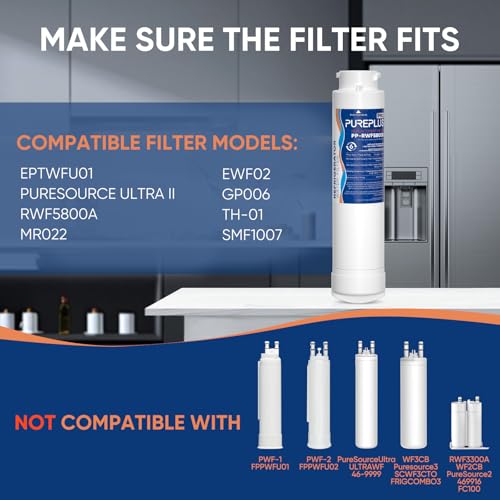 Image of PUREPLUS Refrigerator Water Filter, Compatible with Frigidaire EPTWFU01, EWF02, Pure Source Ultra II, 3Pack