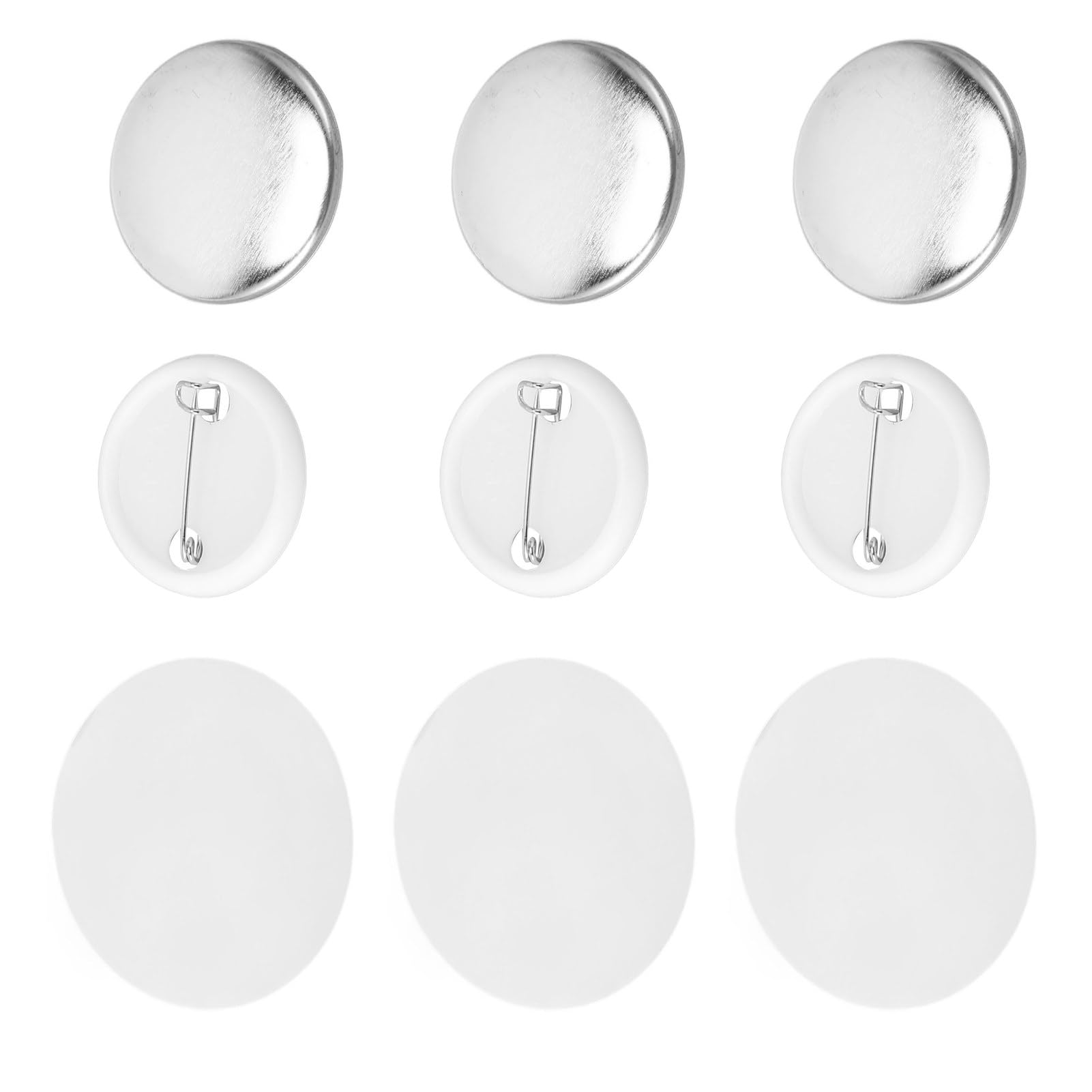 100 Sets Pin Back Button Parts,Round Shape Metal Back Pin Blank Button Badge Parts Set for Clothes Backpacks (32MM)