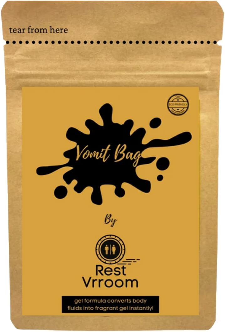 Disposable Vomit Bags By 'Rest Vrroom' It Converts Fluids Into The Fragrant Gel For Travel Motion Sickness - Pack Of 10 Bags