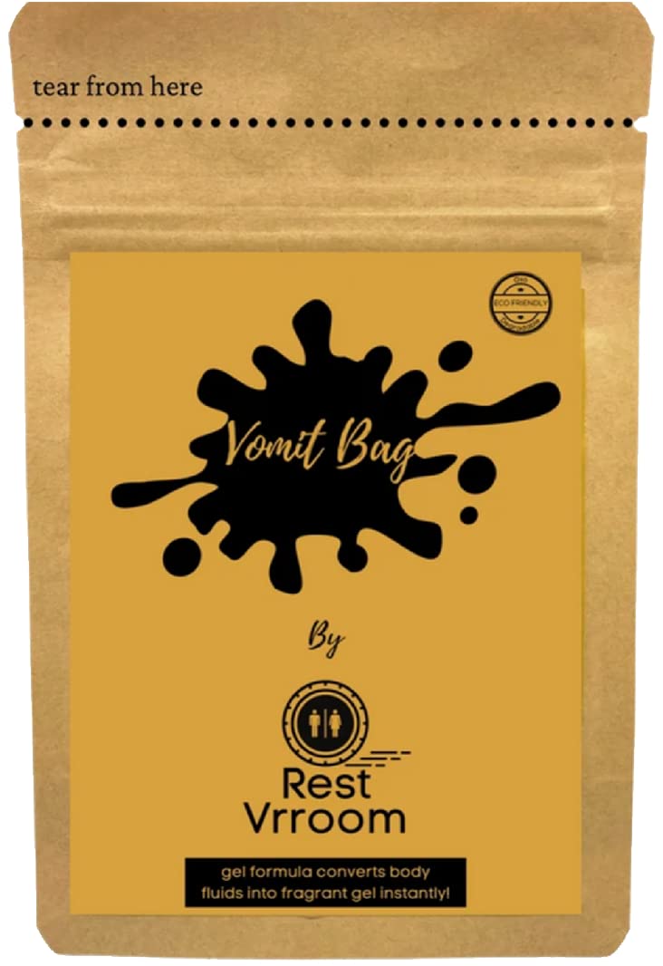 Disposable Vomit Bags By 'Rest Vrroom' It Converts Fluids Into The Fragrant Gel For Travel Motion Sickness - Pack Of 10 Bags