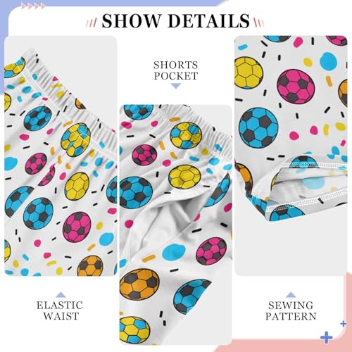 Pajama Pants Sleep Pants Soft Elastic Waist Pajama Lounge Pants Multicolor Soccer Confetti for 6-14 Years Old4