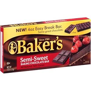 Baker's, Semi Sweet Baking Chocolate Squares, 4oz Box (Pack of 4)