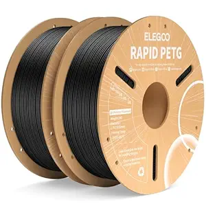 ELEGOO Rapid PETG Filament 1.75mm Black 2KG, High Speed Tough 3D Printer Filament Dimensional Accuracy +/- 0.02 mm, 1kg Cardboard Spool(2.2lbs), Fits for Most FDM 3D Printers