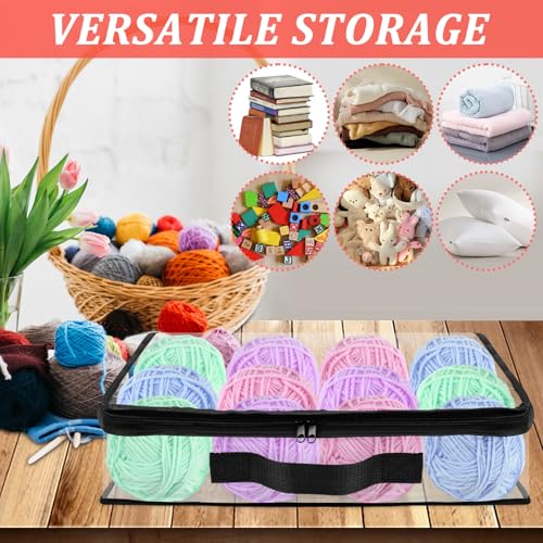 Image of YEXEXINM 6 Pack Clear Yarn Storage Bags, 16x12x4 Inches, Clear PVC & Nylon, Zipper Closure, Ideal for Knitting, Crochet, Clothing & Toys