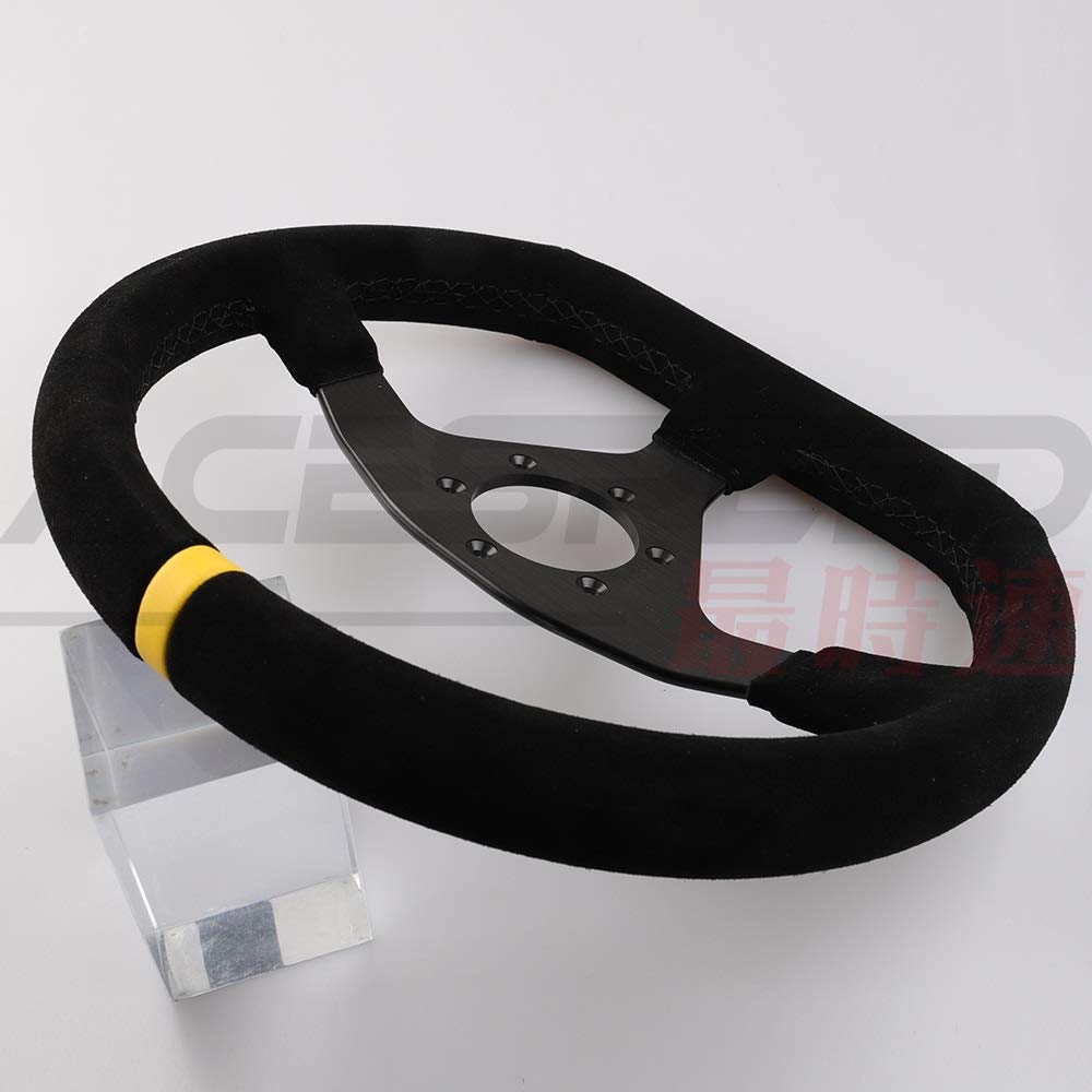 Volante da Corsa Corsa Drift Camoscio volante Stringa nera 320/12.5Inch Telaio in alluminio ruote Steeing