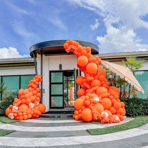 Image of Orange Balloons Arch Kit,130pcs Light Orange Balloons,18 12 10 5 Inch Pastel Orange Latex Balloons Garland for Birthday Graduation Baby Shower Halloween Christmas Wedding Party Decorations