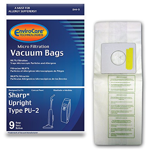 EnviroCareReplacement Vacuum Bags for Sharp Upright Type PU-2-9 Pack