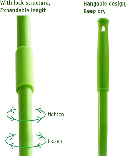 Miniatura 6 de Trapeador de limpieza triangular ajustable giratorio de 180, mopa húmeda y seca con mango largo extensible, trapeador de limpieza con 2 cabezales de