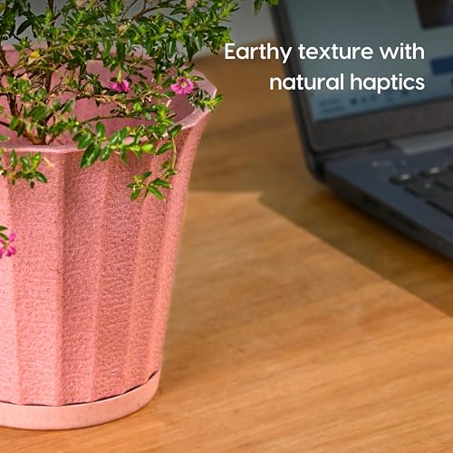 Image of Eha Earth Friendly Ace 7 inch Small Self Watering Pots for Indoor Plants | Set of 2 | Plant Pot Made with Bamboo Fibers | Table Top Planters for Home Decor, Flower Pot for Living Room | Innocent