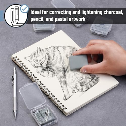 Image of Mr. Pen- Kneaded Erasers, 10 Pack | Gray Moldable Art Erasers with Storage Cases, Soft Kneadable Erasers for Charcoal, Graphite, Pencil & Pastel Drawing