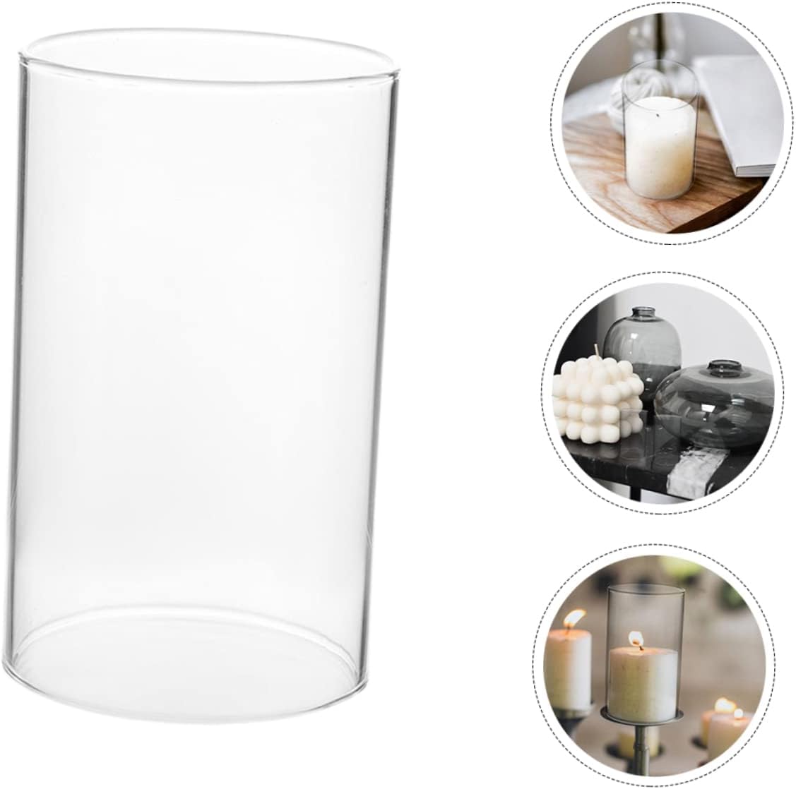VOSAREA Glass Candle Cover 1-Piece Cylinder Shade for Open Flame Candles Windproof Design for Home Decor and Events