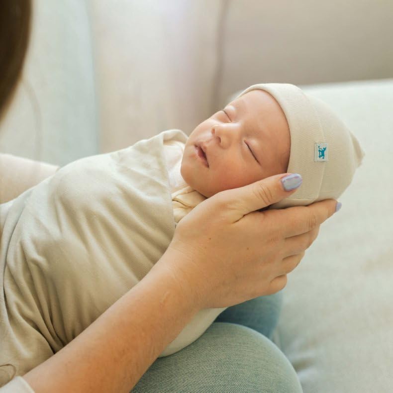 Image of Little Unicorn Premium Stretch Knit Swaddle & Hat Set | Ultra-Soft with Optimal Stretch for Newborns | Giftable Set (Pebble)