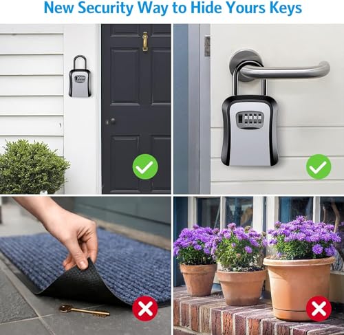 Image of Heavy-Duty Combination Key Lock Box for Secure Key Storage by HEBEZON - Wall Mounted, Weather-Resistant