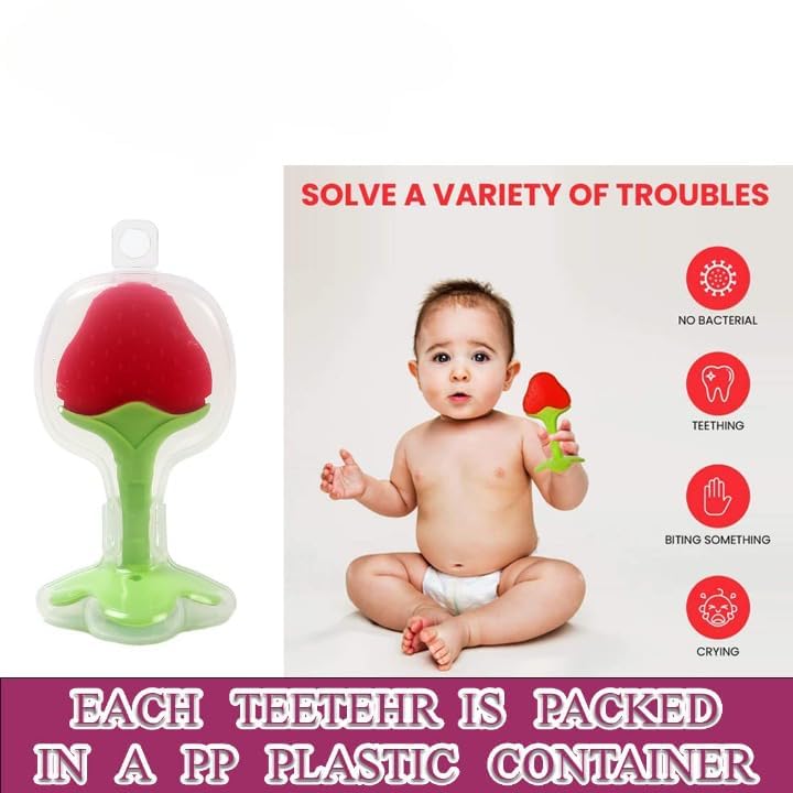 Image of BabyBee Fruit Feeder 1 Pacifier 1 Silicone Baby Food Dispensing Spoon 90ML 1 and 1 Fruit Teether 1 Finger Brush and 1 Baby bib (Pink)