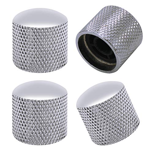 mxuteuk 4pcs Silver Metal Potentiometer Control Knob Volume Audio Electric Guitar Bass Screw Type 18 x 17mm (dh) KNOB-11-SR