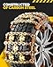 KYX Snow Tire Chains for Car/SUV/Pickup, Adjustable Universal Emergency Alloy Steel Snow Chains for Off-road SUV Car Tires 185 195 205 215 225 235 245 255-6PCS