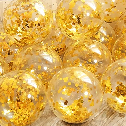 Image of Gold Confetti Balloons, 25 Pcs Thickened 12 Inch Clear Latex Balloon with Confetti Inside for Graduation Decorations Engagement Bridal Shower Party Baby Shower Birthday Party Decoration Supplies